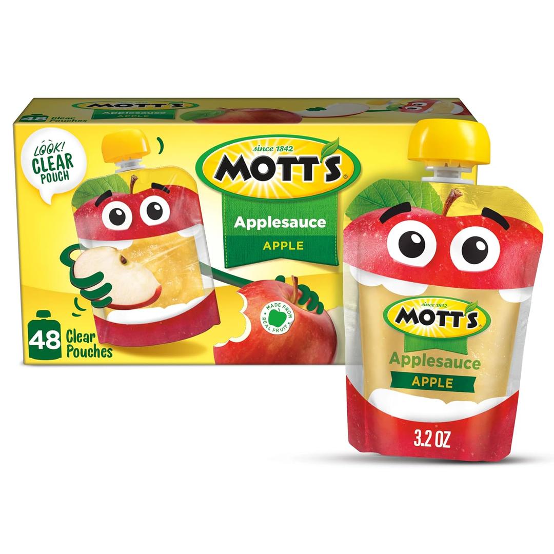 Mott's Original Applesauce, 3.2 Oz Clear Pouches, 48 Count (4 Packs Of 12), No Artificial Flavors, Good Source Of Vitamin C, Nutritious Option For The Whole Family (EXP 01/20/27)