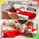 Frienda 4 Pcs Holiday Easter Table Runner Soft Plush Faux Fur Jacquard Ear Bunny Table Runner Sunflower Spring Holiday Kitchen Dining Tabletop Decoration for Home Party Decor 13x72 Inch