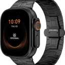 Grade 5 Titanium Band for Apple Watch Ultra 3/2/1 49mm & Series 11/10 46mm, DLC Coating Anti-Scratch Ultra 3 Band with Small-Link Design for Precise Fit, Secure Butterfly Clasp Band for Men