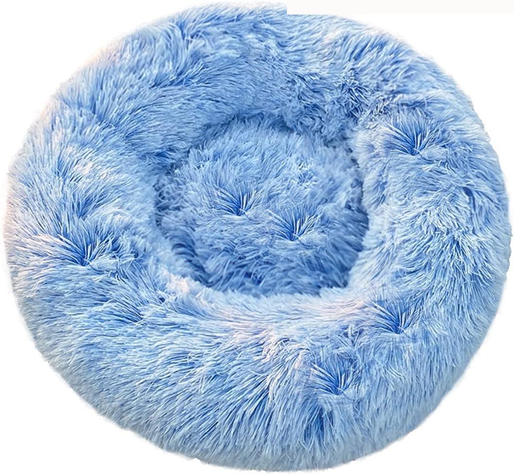 Calming Dog Bed, Anti Anxiety Dog Bed, Plush Donut Dog Bed for Small Dogs,Soft Fuzzy Comfy Dog Bed in Faux Fur, Washable Cuddler Pet Bed, diameter 2fit