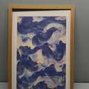 Framed Japanese Wall Art, Vintage Abstract Blue Waves Canvas Wall Decor Painting, Minimalist Japandi Oriental Ocean Aesthetic Prints Picture for Living Room Bathroom Bedroom 12x16 Inch