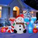 Christmas Inflatable Outdoor Decorations, Inflatable Snowman and Joy Built-in LED Lights Blow Up Yard Decorations for Holiday Indoor Outdoor Party Garden Lawn