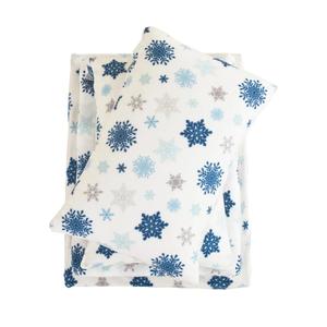 Viviland Micro Fleece Full Bed Sheet Set, Christmas Holiday Flannel-Like Polar Fleece Fitted Sheets with 15" Deep Pocket, Snowflake Printed Winter Velour Velvet Double Sheets & Pillowcase Set