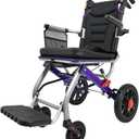 Ultra Lightweight Folding Wheelchair for Seniors & Adults, Portable Transport Chair, 12" PU Rear Wheels, Supports 300lbs, Compact for Daily Use & Travel