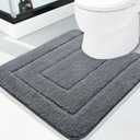 Buganda Bathroom Rugs, 24" x 20", Soft and Absorbent Microfiber Bath Rugs, Non-Slip Shaggy Shower Carpet, Machine Wash Dry Bath Mats for Bathroom Floor, Tub and Shower, Dark Grey