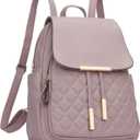 KKXIU Quilted Trendy Leather Backpack Purse for Women and Ladies Shoulder Travel Daypacks Bags (Pink)