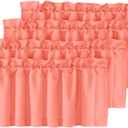 H.VERSAILTEX Blackout Valances for Windows,Kitchen Valance Curtains for Living Room/Bedroom/Bathroom Privacy Rod Pocket Short Window Valance Curtains, 4 Panels 52" W x 18,Coral