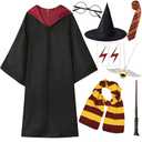 QAQ-COSPLAY Wizard Costume for Kids & Teens, Wizard Robe with Accessory Set for Halloween Cosplay Party, Size 165