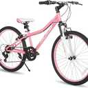 Hiland 24 Inch Mountain Bike for Kids Age 5 + Year Old, Front Suspension Fork Kids' Bicycles for Boys Girls, Pink