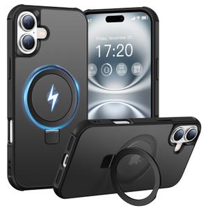 BENTIACC Magnetic Ring Stand Case for iPhone 16 Plus, Black