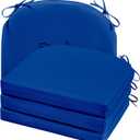 Cozyide Outdoor Chair Cushions, Waterproof Patio Seat Cushions with Adjustable Straps, Round Corner Patio Chair Cushions for Garden, Royal Blue, 17x16x2 Inch (Pack of 4)