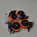 5 Inch Caster Wheels,Orange Casters Set of 4, Heavy Duty Casters with Brake 2200 Lbs, Locking Industrial Swivel Top Plate Casters Wheels for Furniture and Workbench Cart(Two Hardware Kits Include)