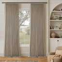 Greige Flax Linen Pinch Pleated Blackout Curtains 86 Inches Long for Bedroom Living Room Darkening 100% Black Out Pinch Pleat Drapes with Liner Farmhouse Neutral 86 Inch Curtain for Dining Room