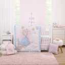 NOJO Disney Sweet Princess Light Blue, Pink, and White Cinderella 3 Piece Nursery Crib Bedding Set - Comforter, 100% Cotton Fitted Crib Sheet and Crib Skirt