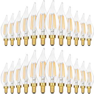 GoBright Dimmable LED Candelabra Bulbs 40W Equivalent, 24-Pack 2700K Soft Warm White E12 Chandelier Light Bulb, Vintage 4W 460LM CA10 Candle Light Bulbs for Chandeliers, Ceiling Fan, Pendant