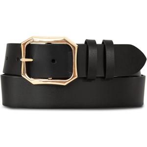 Lucky Brand Women's Fashion Leather Belt | Stylish | Trend | Classic | Modern | Jean | Pant | Skirt | Dress (Large, High Shine - Black)