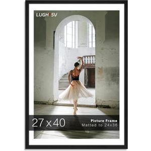 27x40 Large Picture Frame for Wall, Vertical or Horizontal Wall Hanging Large Poster Frame for Photo and Posters, Poster Frame 24x36 with Mat 27x40 Without Mat (27X40 -1 Pack, Black)