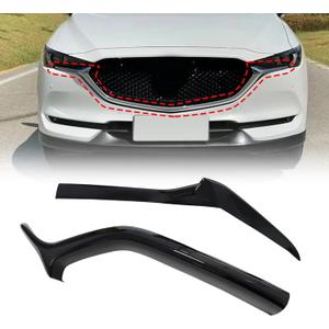 SecosAutoparts 2Pcs Front Lower Grill Grille Trims Cover Grill Molding Gloss Black Left and Right Side Compatible with Mazda CX-5 CX8 2017 2018 2019 2020 2021