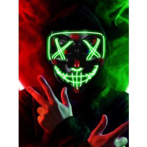 2 x Led Light Up Scary Mask El Wire Mask for Halloween 3 Lighting Modes for Aldult Teens (One Size, Green)