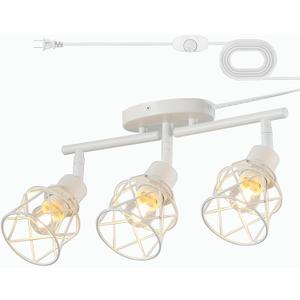 Dimmable White Plug in Track Lighting Kit,3 Light Plug in Ceiling Light with 16.5' Cord,Flexibly Rotatable Light Head,Modern Industrial Farmhouse Style(Bulbs Not Included)