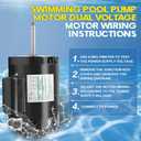 B668 Pool Pump Motor 0.75HP, Fit for A.O. Smith 0.75HP 115/230V, 3450 RPM, 56CZ Frame, 13.0/6.5 Amps, Swimming Pool Motor