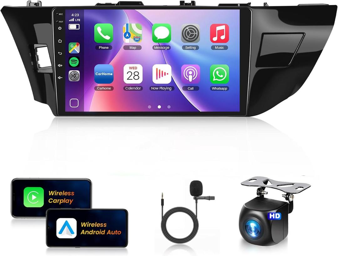 8Core 4+64G Car Radio for Toyota Corolla/Levin 2014-2017,Wireless Carplay/Android Auto,Android Car Stereo 10.1" Touch Screen GPS/59UI/32EQ DSP/WiFi/Bluetooth5.0/FM RDS/Mirror Link/SWC Backup Camera