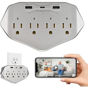 080P WiFi Security Camera Wall Outlet - Mini Indoor Nanny Cam with Local SD Card Storage（SD Card not Included）, 120° Wide Angle, No Battery Needed Plug-in Camera for Baby/Pet/Home Security