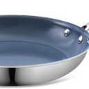 Stainless Steel Nonstick Frying Pan,8 Inch Healthy Non Toxic Ceramic Coating Cookware Works on Induction, Electric Stove and Gas Cooktops,PTFE PFAS PFOA Free Skillet,Dishwasher&Oven Safe (Blue)