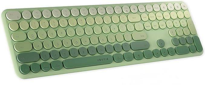 UBOTIE Wireless Keyboard and Mouse Combo with 110 Round Keycaps, Power Switch, and Scissor-Switch Typing Feel Ideal for Office Use(Cyan Gradient)