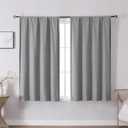OVZME Grey Blackout Window Curtains 45 Inch Length 2 Panels, Soft Faux Linen Curtain for Window, Thin Thermal Insulated Privacy Protect Drapes for Living Room Bedroom, Rod Pocket Design, 37Wx45L Inch