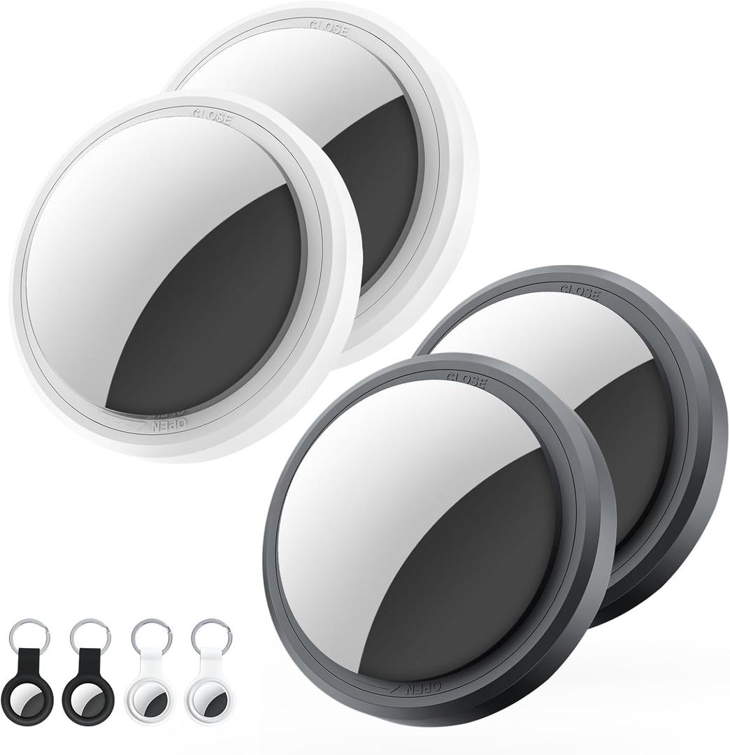 4 Packs Air Tracker Tags Compatible with Apple Find My (iOS Only), Bluetooth Tracker, Smart Keys Finder and Item Locator with Waterproof Case for Wallet Luggage Pet Backpack 2W2B (2B2W)