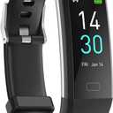 ENGERWALL Fitness Tracker with Step Counter/Calories/Stopwatch, Activity Tracker with Heart Rate Monitor, IP68, Health Tracker with Sleep Tracker, Smartwatch, Pedometer Watch for Women Men Kids (Black)