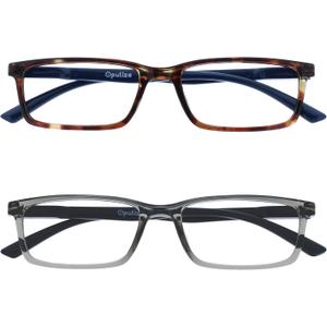 OPULIZE BLU Blue Light Blocking Reading Glasses for Women Men, Cool Round Frame with Anti-Glare, UV and Eyestrain Protection (2-pack Brown / Grey)