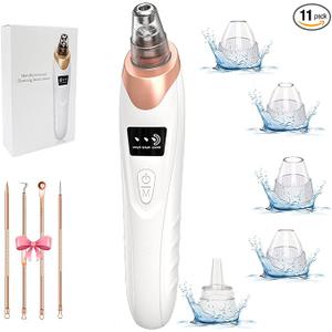 2025 Pore Vacuum, USB Rechargeable Blackhead Remover Vacuum,3 Levels Adjustable Pore Vacuum Blackhead Remover, with 5 Suction Power,6 Probes,Face Vacuum Pore Cleanser for Women & MenWhite