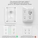 Wall Charger, Surge Protector, QINLIANF 5 Outlet Extender with 4 USB Charging Ports (4.8A Total) 3-Sided 1680J Power Strip Multi Plug Adapter Spaced for Home Travel Office (3U1C) (White)