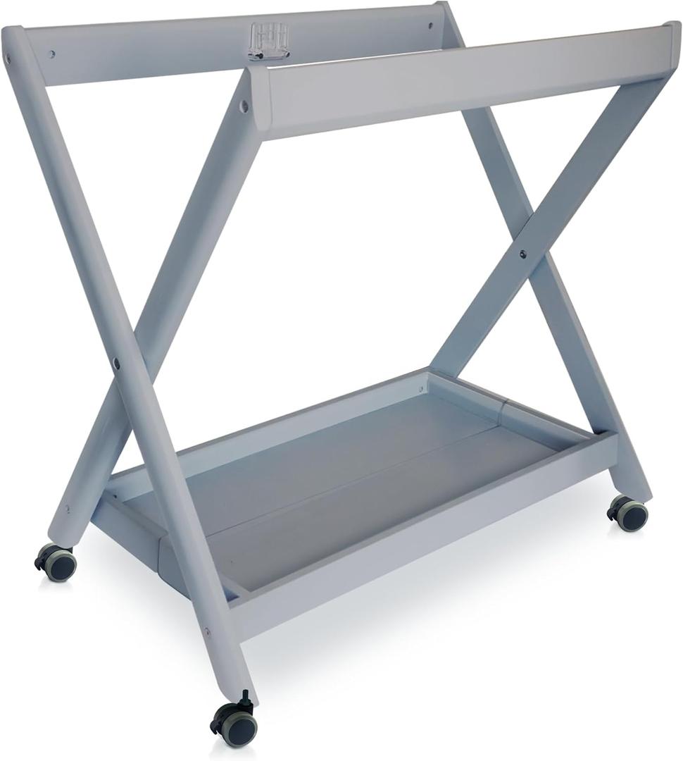 Bassinet Stand, Compatible with UPPAbaby Bassinet 2015 and Later Accessories, One-Step Open & Close, Pine Wood, Grey