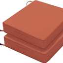 Favoyard Patio Chair Cushions 18.5 x 16 x 3 Inch Waterproof Outdoor Seat Cushions for Patio Furniture 3-Year Color Fastness Garden Sofa Couch Chair Pads with Handle & Adjustable Straps Set of 2, Spice