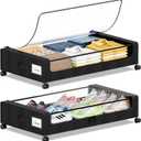Under Bed Storage with Wheels, 2 Pack Under Bed Storage Containers with Clear Lids & Zippers, Under Bed Shoe Storage Organizer, Rolling Underbed Storage for Clothes, Shoes, Blankets (Black)
