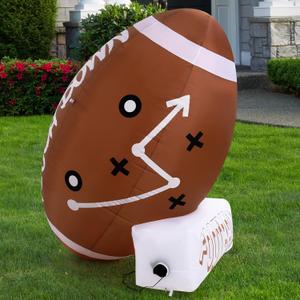 6ft Giant Jumbo Inflatable Football with Tee Set Outdoor Indoor Inflatable Decoration with Built-in LED Light for Game Day Large Football Themed Party Yard Holiday Birthday Party Decoration