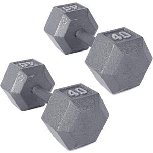 CAP Barbell Cast Iron Hex Dumbbell | Multiple Options (40 lb, Gray, Pair)
