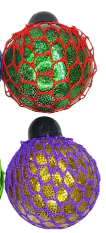ArtCreativity Light-Up Squeeze Mesh Grape Stress Balls, Pack of 2, LED Squeeze Balls with Glitter, Stress Relief Fidget Sensory Toys for Autistic Children, Gifts, Party Favors, for Kids and Adults