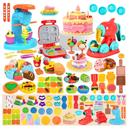 70 PCS 4 in 1 Dough Sets for Kids Ages 3-4-8, Art Crafts Dough Tools Kit, Ice Cream Playset Noodle Hamburger Cake Maker Machine, Kitchen Creations Food Play Toys Toddlers Boys Girls