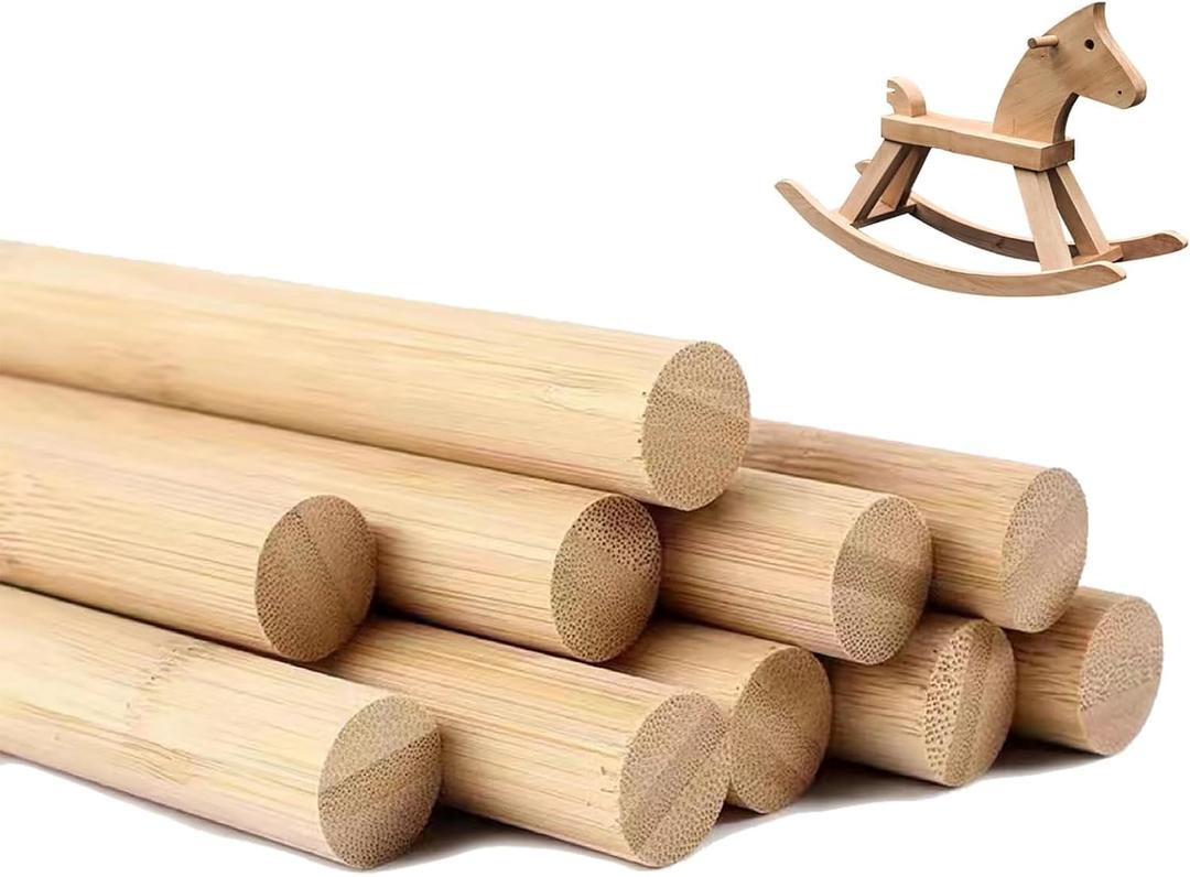 DaTpuik 3/4 x 48 Inch 5 PCS Dowel Rods Wood Sticks Wooden Dowel Rods - Unfinished Bamboo Sticks - for Crafts and DIYers