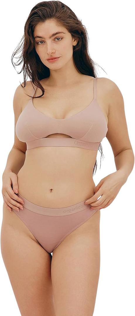 Organic Basics Women's Soft Touch Thong Underwear (Pink, XXL)