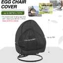 Porch Shield Patio Hanging Egg Chair Cover - 600D Waterproof Outdoor Double Seat Wicker Swing Egg Chair with Stand Protector, Black