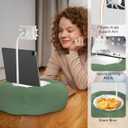 Lap Kindle Pillow Stand with Silicone Holder for Kindle Accessories and Phones (4.7"-8") & Adjustable iPad Stand for Desk with Snack Bowl for Tablets(8"-15.5")-Ideal for Hands-Free Reading