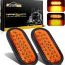 Partsam 2pcs 6 inch Oval Amber LED Trailer Lights 24LED, 6" Oval Led Turn Signal and Parking Lights Flush Grommet Mount Sealed 12V RV Truck Trailer Pickup Front Bumper Lights Lamps Waterproof