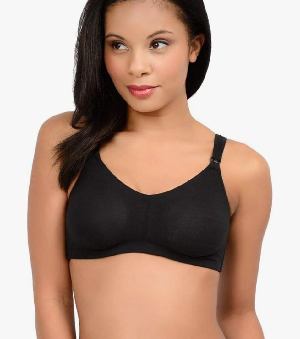 Women's Cotton Blend Wireless Nursing Bra Soft Wire Free Bra with Easy Drop Cups L