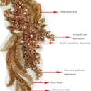 La Belleza 1 Pair Hand-Made Beaded Rhinestons DIY Clothing Appliques Patch,14.5" *4.12" Wedding Dress Decoration,Rose Gold Flower Applique by Pair