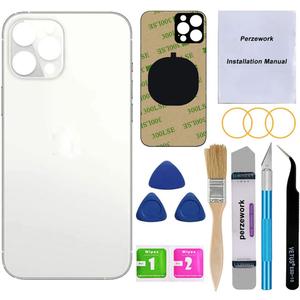 OEM Back Glass Replacement for iPhone 13 pro max 6.7 inches (Silver) All Carriers with Pre-Installed Adhesive and Repairing Tool Kits (Silver)